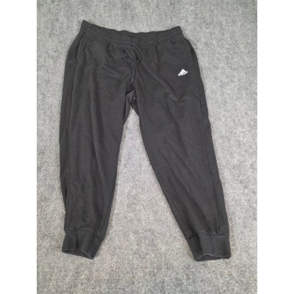 Adidas Mens Black‎ French Terry Tapered Cuff Jogger Sweatpants 2X Workout Casual